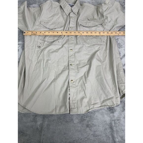 Columbia PFG Short Sleeve Button Down Shirt Men's Size Medium Beige - Picture 8 of 11